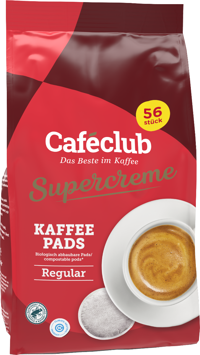 56 Kaffeepads Cafeclub Supercreme Normale Röstung